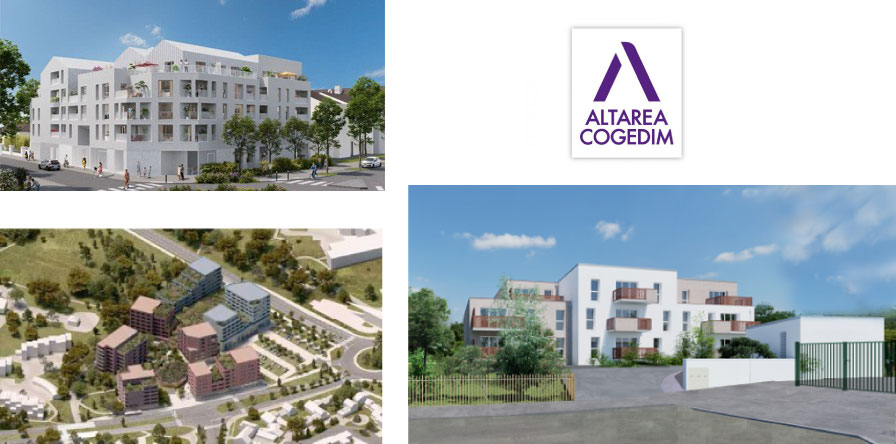 Vue de plusieurs projets résidentiels pilotés par Auris Grand Ouest pour COGEDIM Atlantique à Nantes dans le cadre d’une mission de direction technique intégrée.